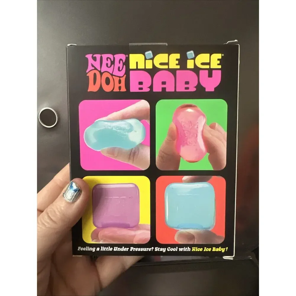 Nee Doh NeeDoh Nice Ice Baby 4 Pack Set of Four Mini Ice Cube Purple Pink Blue
